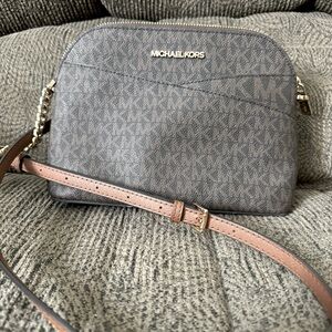 Michael Kors Jet Set Travel Medium Logo Dome Crossbody Bag Brown